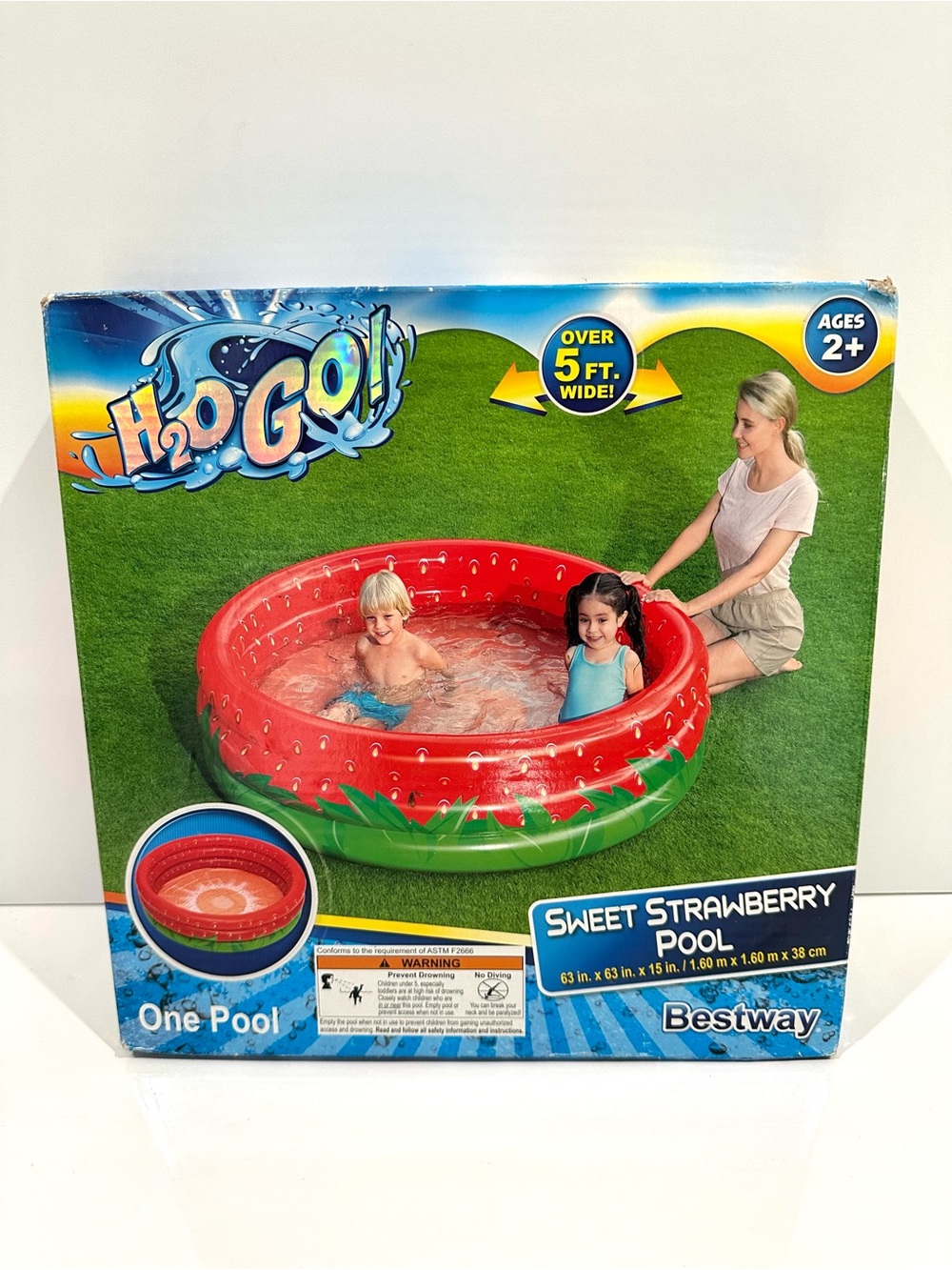 New Bestway H2OGO! Sweet Strawberry Inflatable Kids Swimming Pool 63”